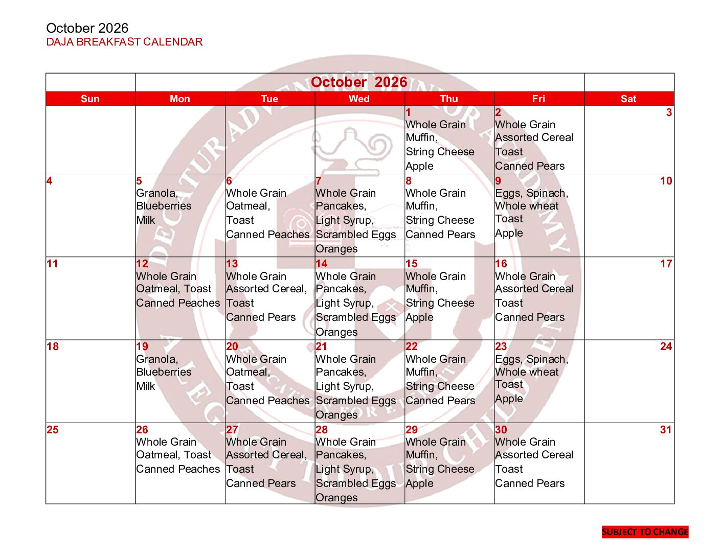 BreakfastOctoberCalendar