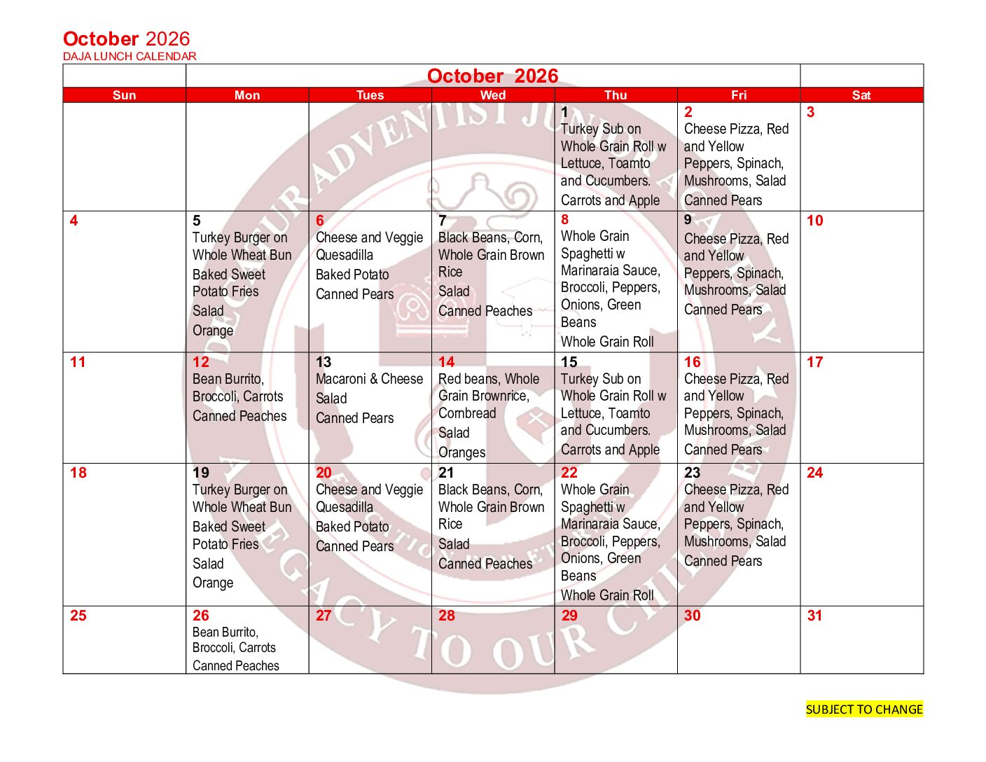 LunchOctoberCalendar